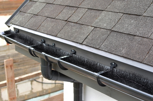 close up view of gutters on roof