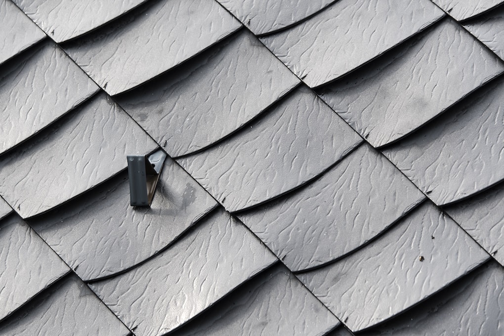 close up shot of rubber roofing shingles